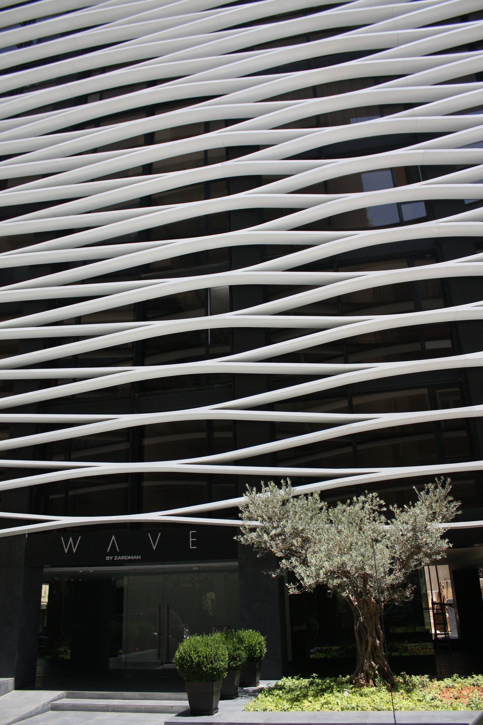 The Wave building, Beirut, behind its ribbon façade
